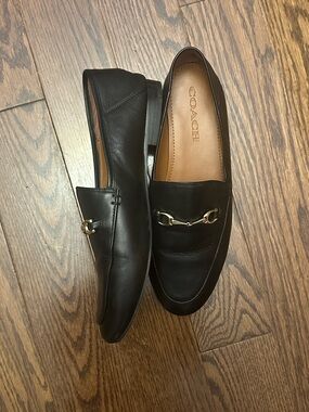 COACH Haley Black Leather Bit Loafers